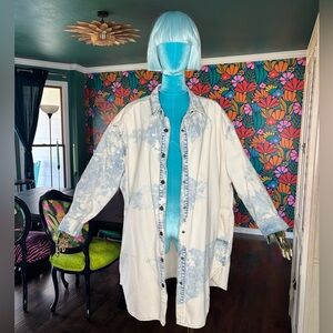 Bleach Dyed Long Denim Shacket